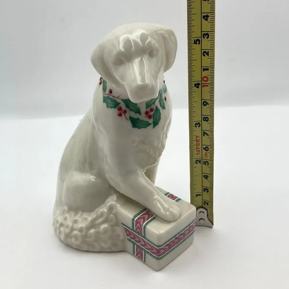 1992 Lenox Jewels Annual Holiday Labrador Retriever Dog with Present Figurine